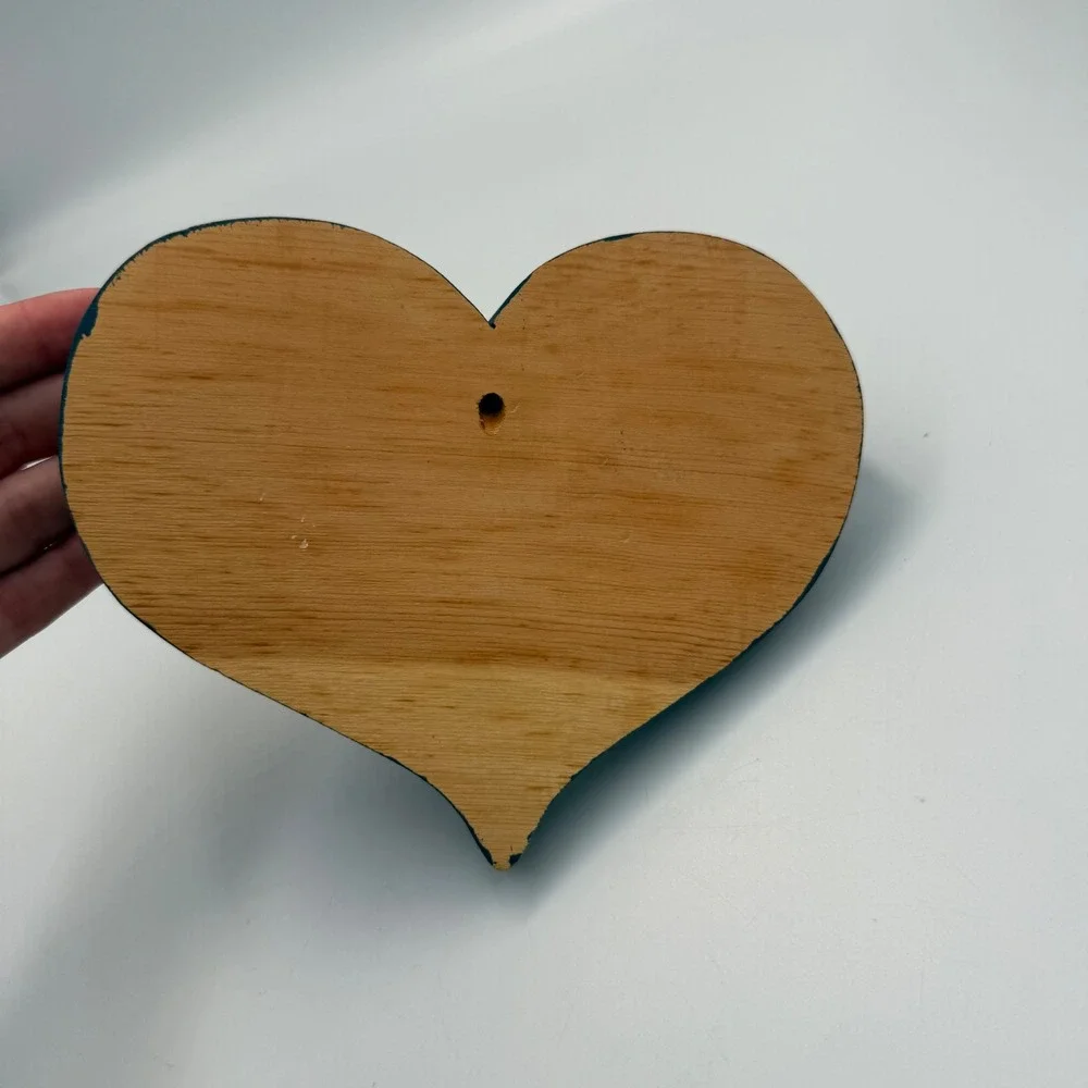 Vintage Wooden Heart Goose Wall Hook Navy Blue White Country Farmhouse Decor